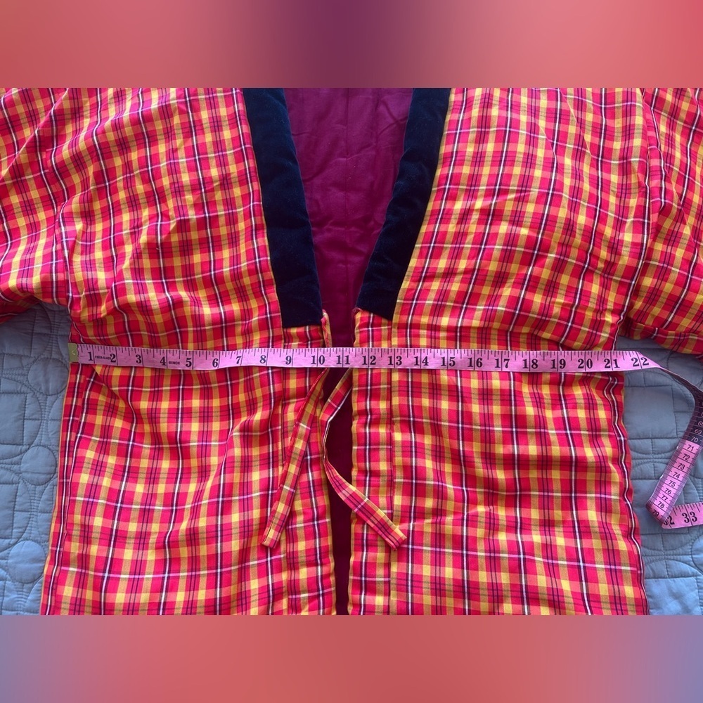Plaid Kimono Jacket with Black Trim - Picture 9 of 16